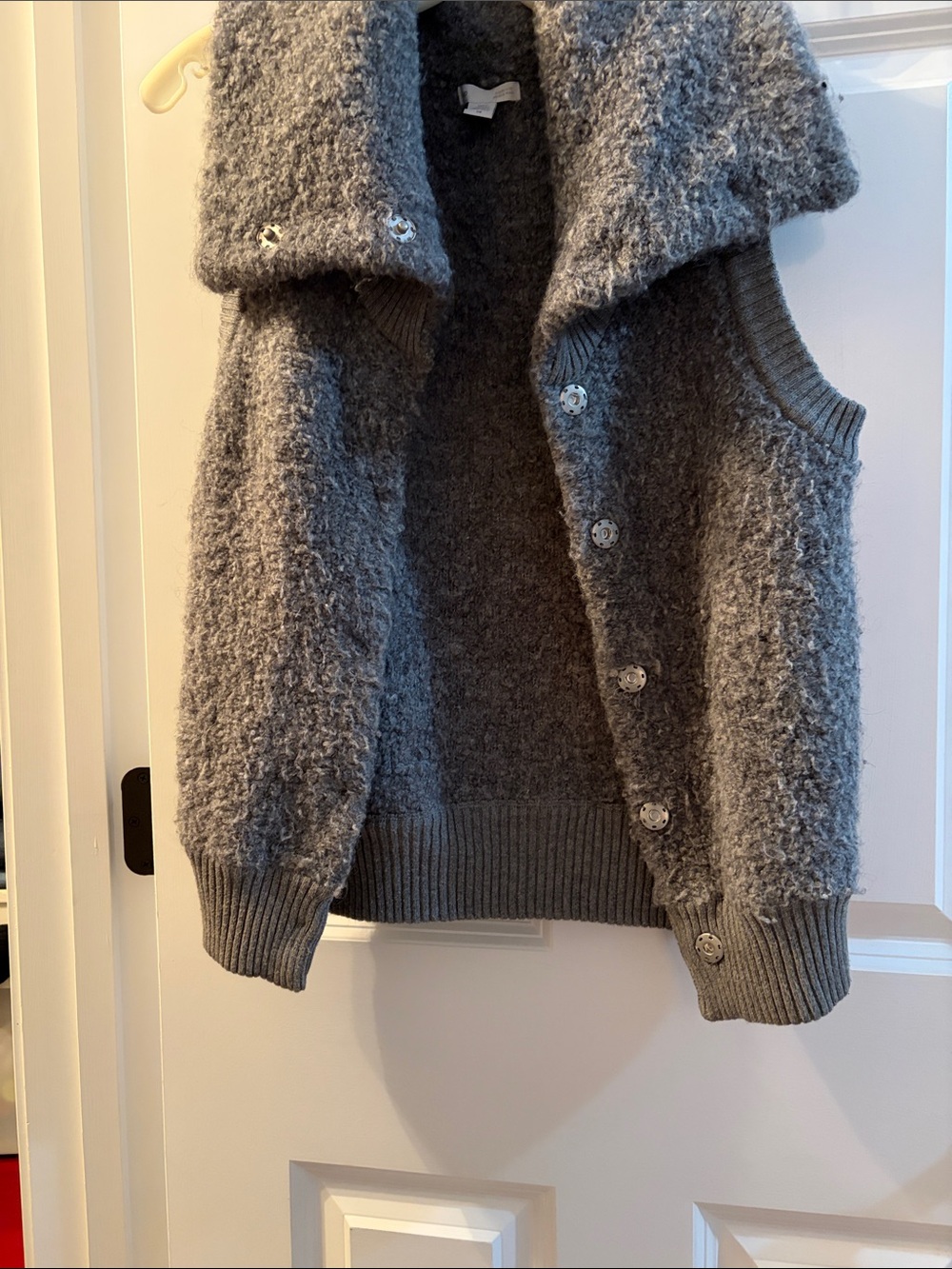 GAP Gray Textured Button-Front Vest with Collar